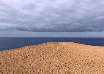 Scenic view of sea against cloudy sky