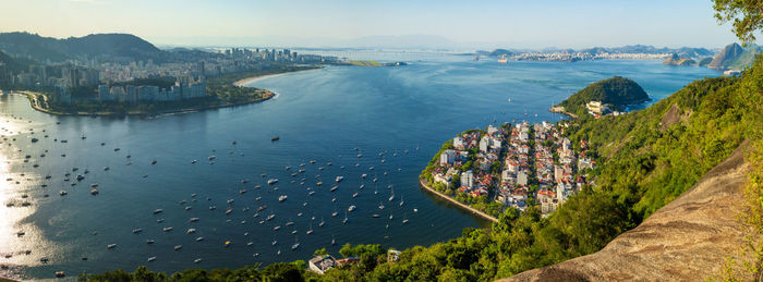 Areal view of rio de janeiro north bay looking toward flamengo beach and the local airport