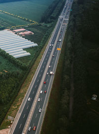 High angle view of highway amidst landscape