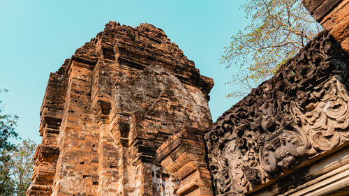 Low angle view of old temple