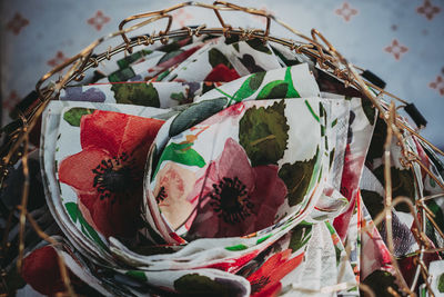 Close-up of paper decorations