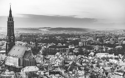 High angle view of townscape against sky