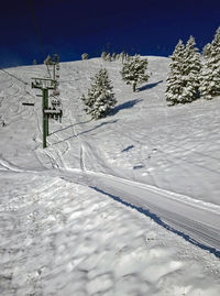 Scenic view of snow covered field