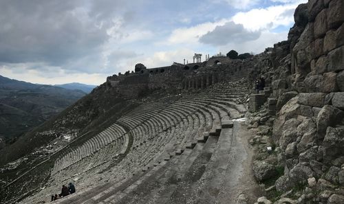 Scenic view of mountain against cloudy sky