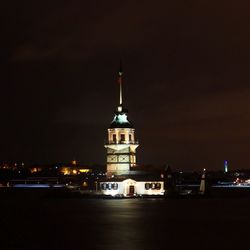 Illuminated buildings at night