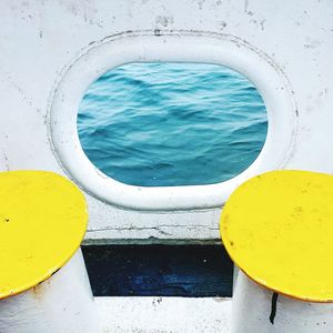 High angle view of yellow swimming pool