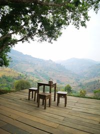 Built structure on landscape against sky