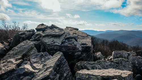 Rock formations against sky