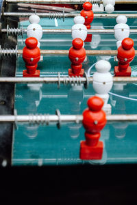 Close-up of foosball table