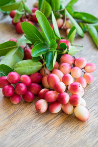 Close-up of fruits on table