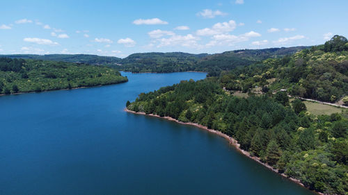 High angle view of sea against sky