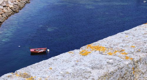 Scenic view of boat moored