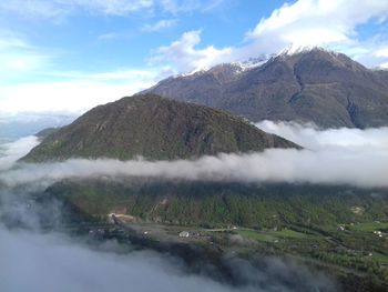 Scenic view of volcanic landscape against sky