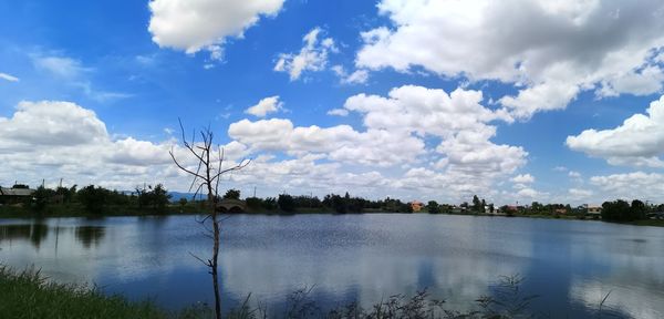 Scenic view of lake against sky