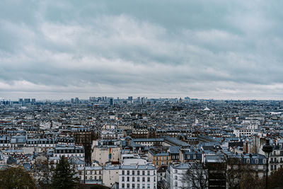 High angle shot of townscape against sky