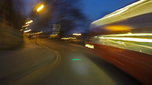 Blurred motion of road at night