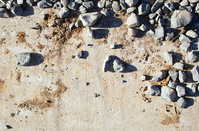 High angle view of stone on beach