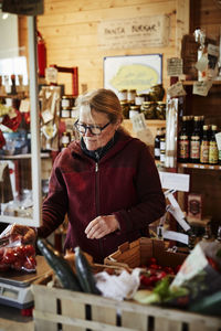 Shop assistant in organic shop