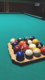 High angle view of balls on table