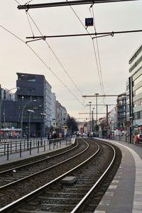 Railroad station platform against sky