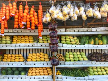 Various fruits for sale at market stall