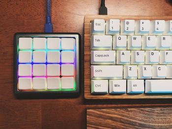 High angle view of computer keyboard on table