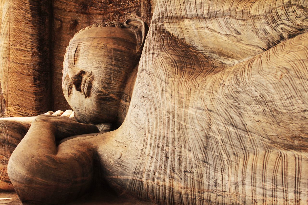 Close-up of buddha statue at temple