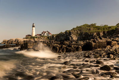 Lighthouse rocky coastline