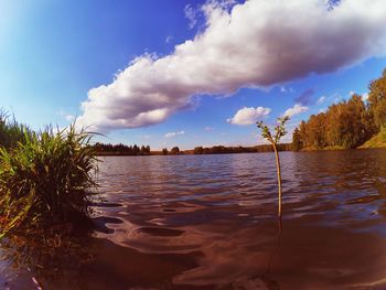 Scenic view of lake against sky