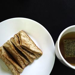 High angle view of breakfast in plate