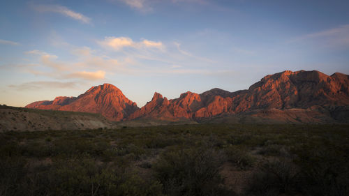 Scenic view of mountains against sky