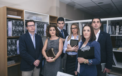 Young couple working in office