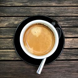 High angle view of coffee on table