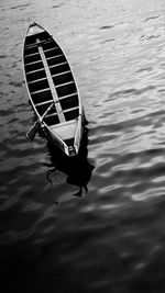 High angle view of boat in sea