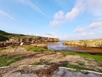 Scenic view of beach against sky