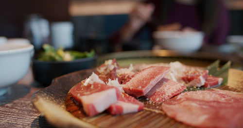 Close-up of breakfast on table