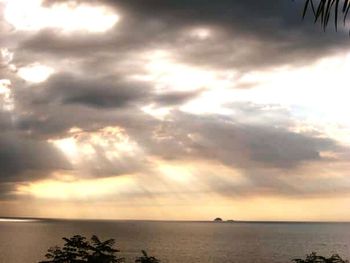 Scenic view of sea against cloudy sky