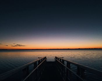 Scenic view of sea against clear sky during sunset