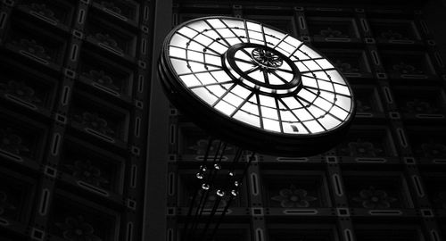 Low angle view of skylight in building