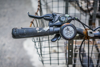 Close-up of bicycle handlebar