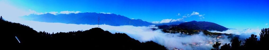 Scenic view of mountains against cloudy sky
