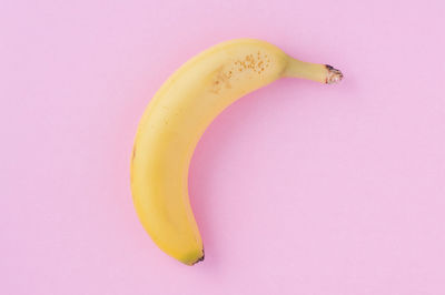 High angle view of banana against blue background