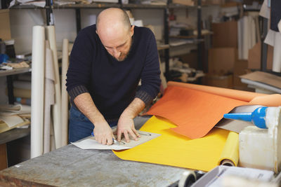 Man working on table