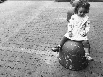 Full length of cute girl on street