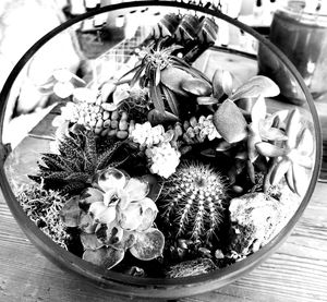 Close-up of flowers on table