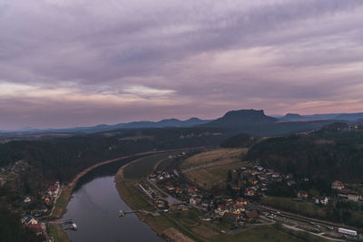 High angle view of road passing through landscape