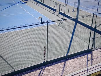 High angle view of soccer field