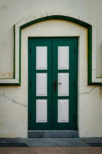 Closed door of house