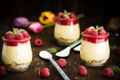 Close-up of dessert on table