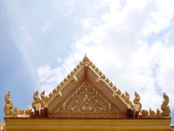 Low angle view of temple against building